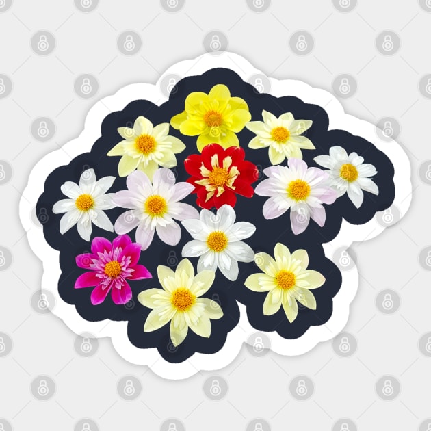 Collarette Dahlias Floral Photo Cutout Sticker by ellenhenryart